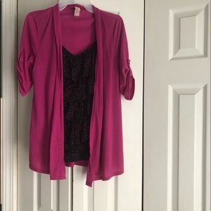 Shirt w/faux cardi attached